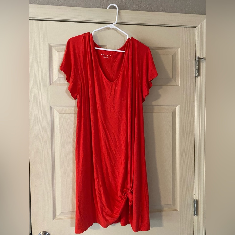 Ava & Viv knotted red dress